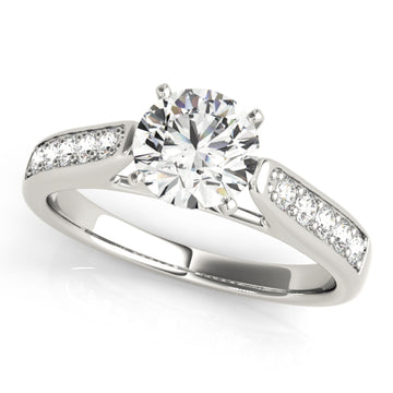 Silver Single Row Engagement Ring Channel Set